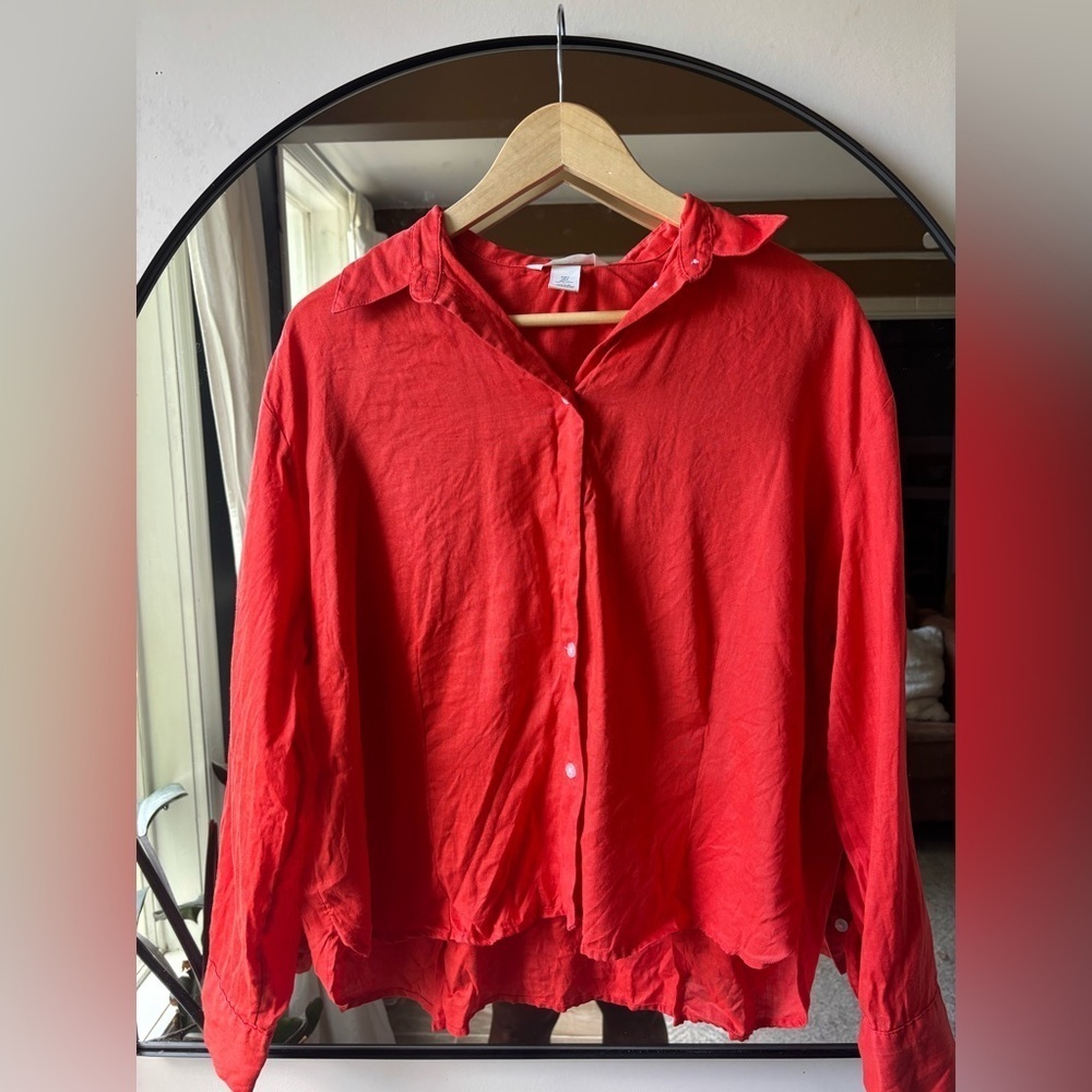 H&M premium collection | linen button up | size small - Picture 3 of 6